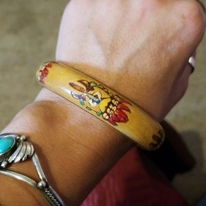 Solid wood hand painted bangle